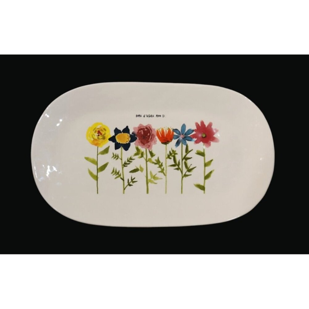 Vintage Rae Dunn Artisan Collection Oval Platter "Home Is Where Mom Is"